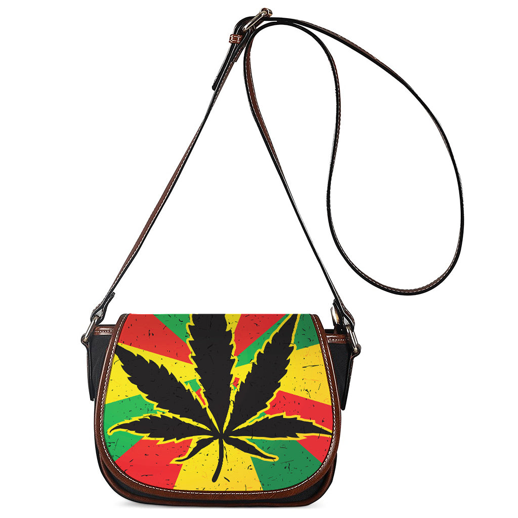 Cannabis Rasta Print Saddle Bag