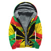 Cannabis Rasta Print Sherpa Lined Zip Up Hoodie