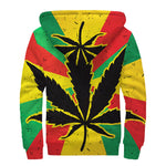 Cannabis Rasta Print Sherpa Lined Zip Up Hoodie
