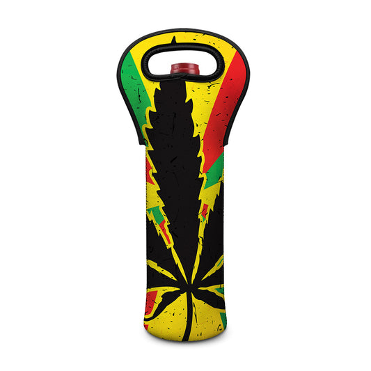 Cannabis Rasta Print Single Neoprene Wine Tote