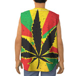 Cannabis Rasta Print Sleeveless Baseball Jersey