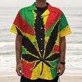 Cannabis Rasta Print Textured Short Sleeve Shirt