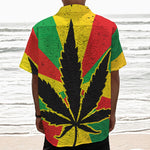 Cannabis Rasta Print Textured Short Sleeve Shirt