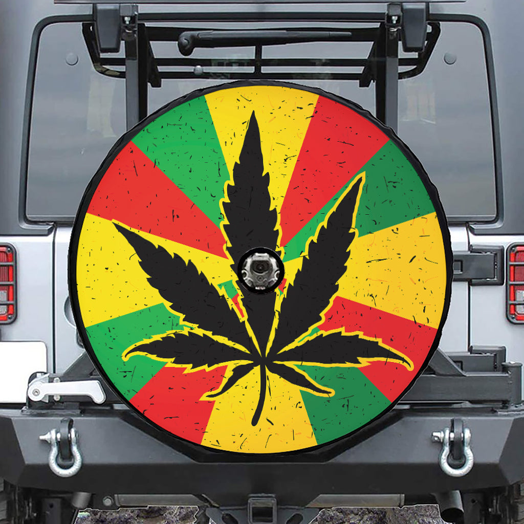 Cannabis Rasta Print Tire Cover With Camera Hole