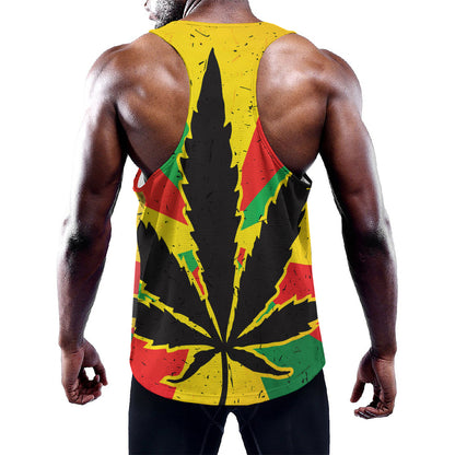 Cannabis Rasta Print Training Tank Top