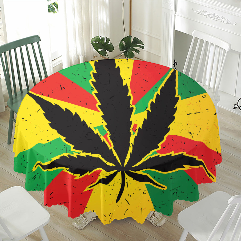 Cannabis Rasta Print Waterproof Round Tablecloth