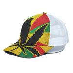 Cannabis Rasta Print White Mesh Trucker Cap