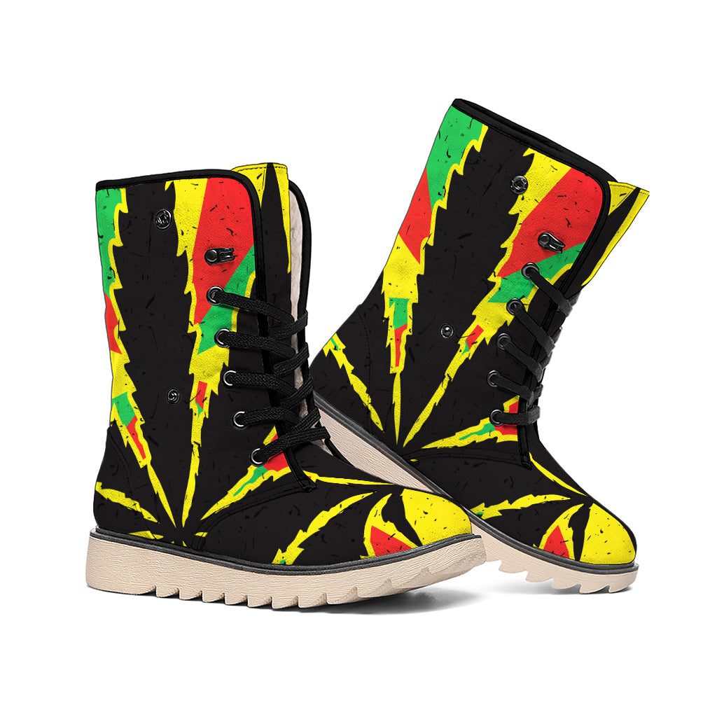 Cannabis Rasta Print Winter Boots