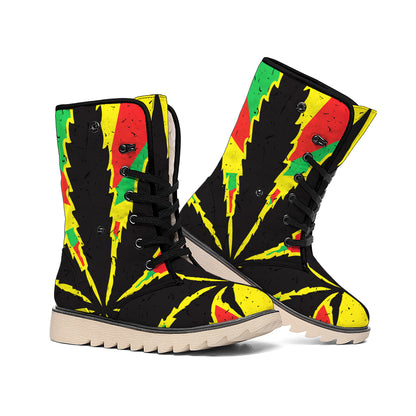 Cannabis Rasta Print Winter Boots