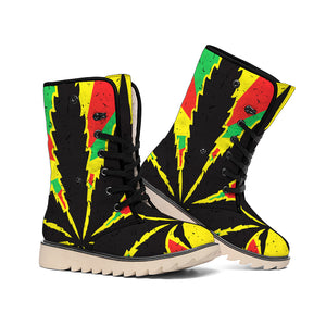 Cannabis Rasta Print Winter Boots