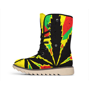 Cannabis Rasta Print Winter Boots