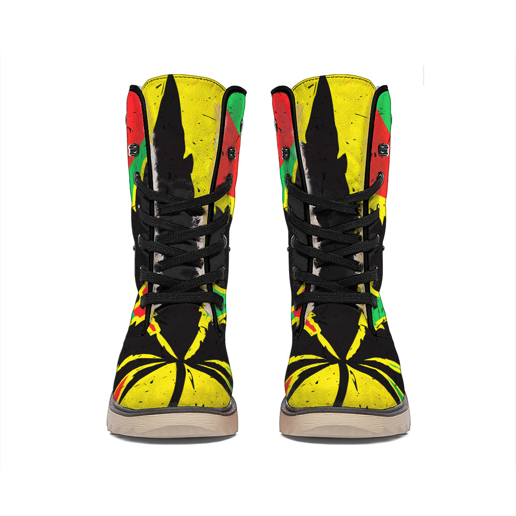 Cannabis Rasta Print Winter Boots