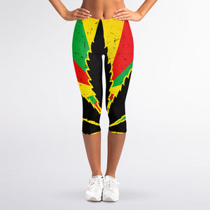 Cannabis Rasta Print Women's Capri Leggings