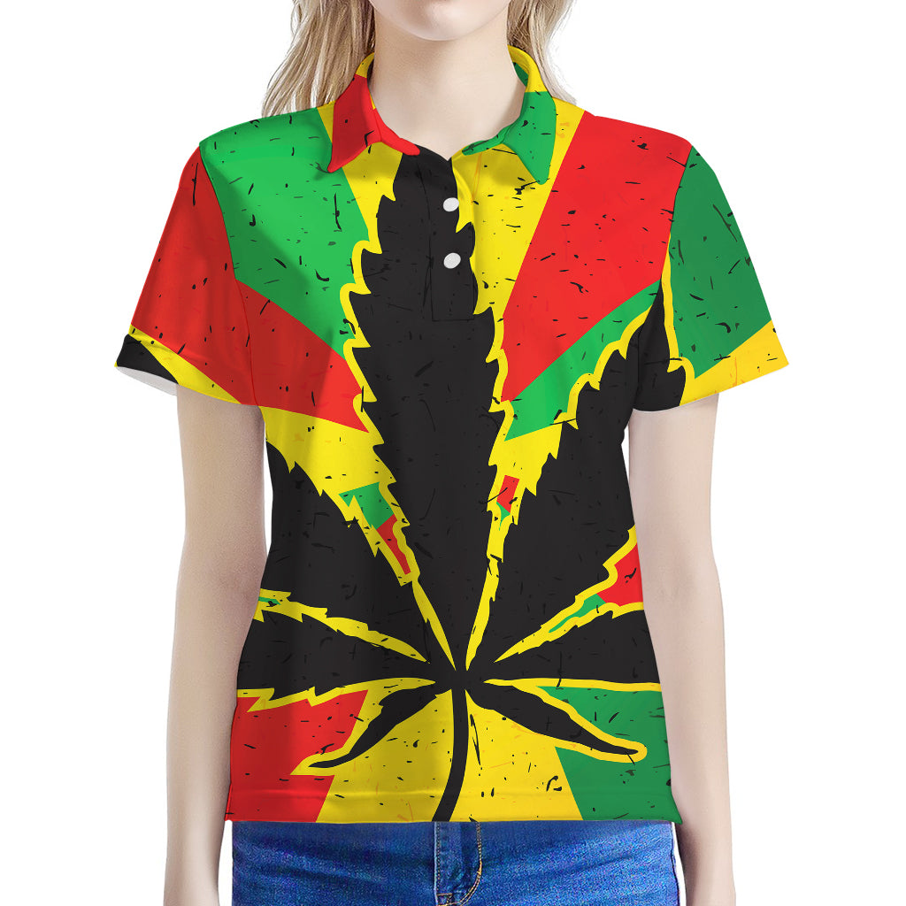 Cannabis Rasta Print Women's Polo Shirt