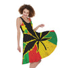 Cannabis Rasta Print Women's Sleeveless Dress