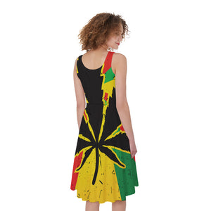 Cannabis Rasta Print Women's Sleeveless Dress