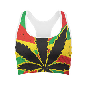 Cannabis Rasta Print Women's Sports Bra