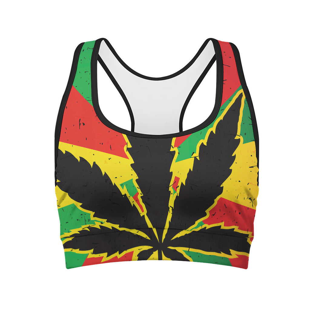 Cannabis Rasta Print Women's Sports Bra