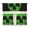 Cannabis Skull Print 3 Piece Kitchen Curtains