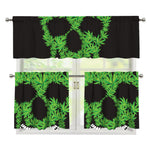 Cannabis Skull Print 3 Piece Kitchen Curtains