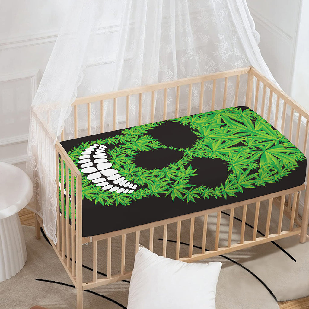 Cannabis Skull Print Baby Crib Sheet