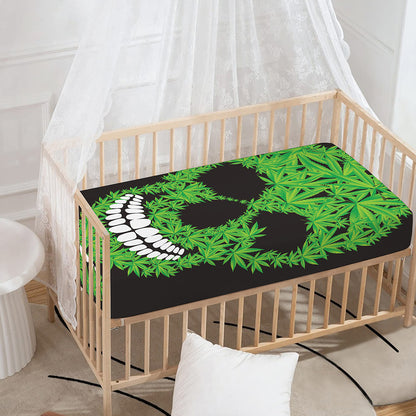Cannabis Skull Print Baby Crib Sheet