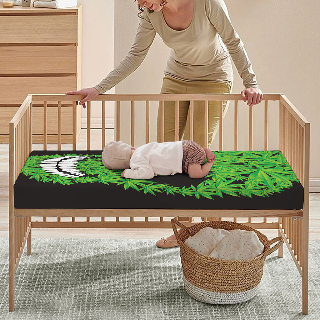 Cannabis Skull Print Baby Crib Sheet