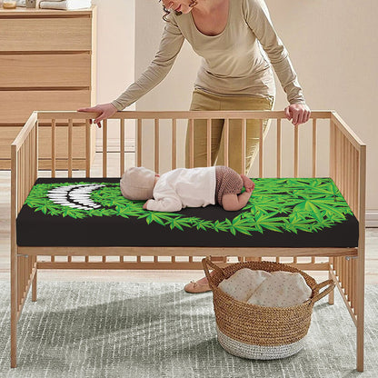 Cannabis Skull Print Baby Crib Sheet