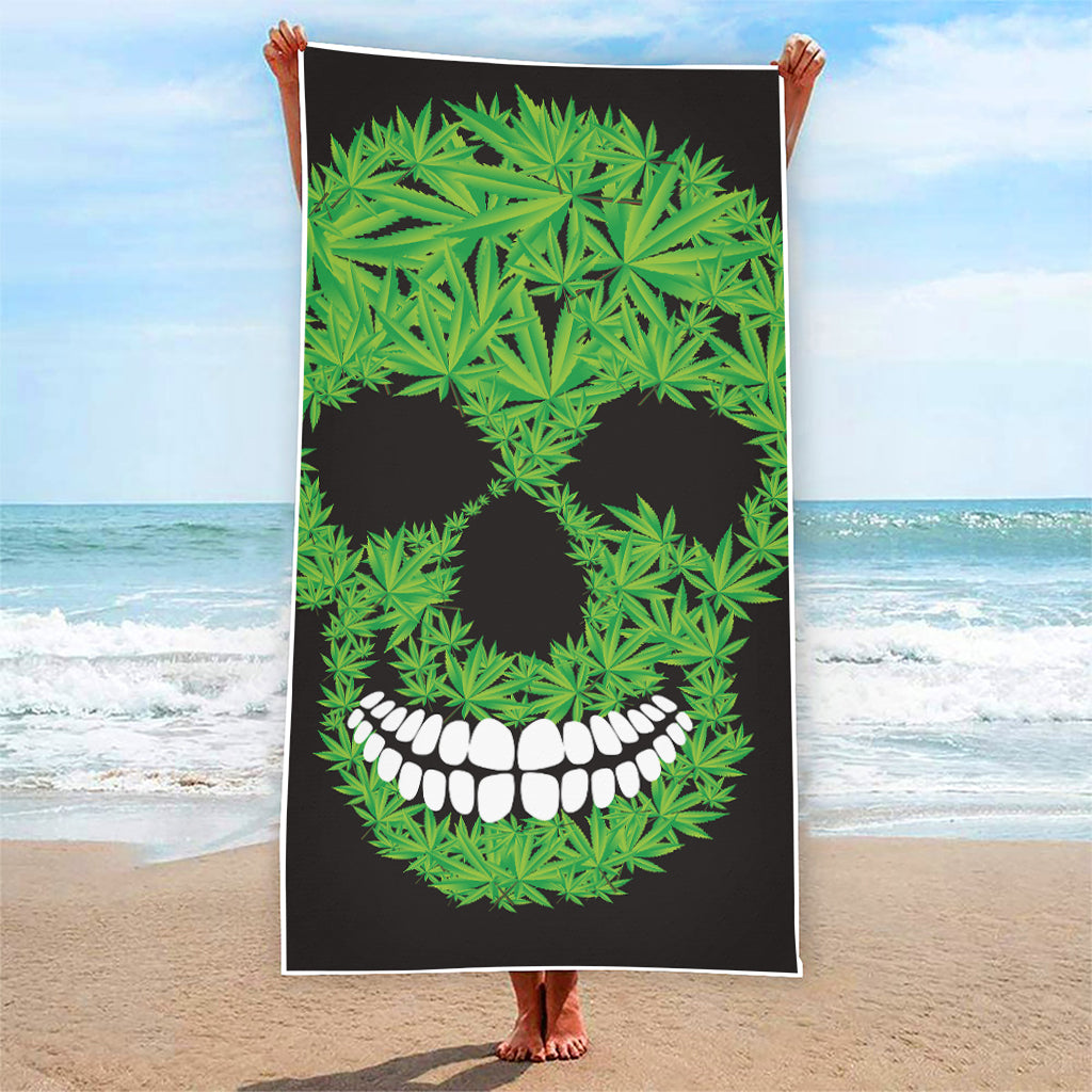 Cannabis Skull Print Beach Towel