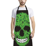 Cannabis Skull Print Bib Apron With Pocket