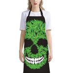 Cannabis Skull Print Bib Apron With Pocket