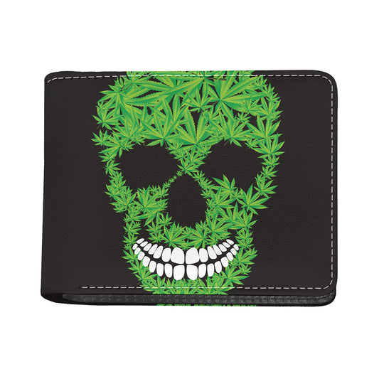 Cannabis Skull Print Bifold Wallet