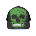 Cannabis Skull Print Black Mesh Trucker Hat
