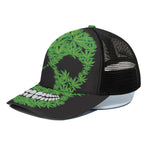 Cannabis Skull Print Black Mesh Trucker Cap