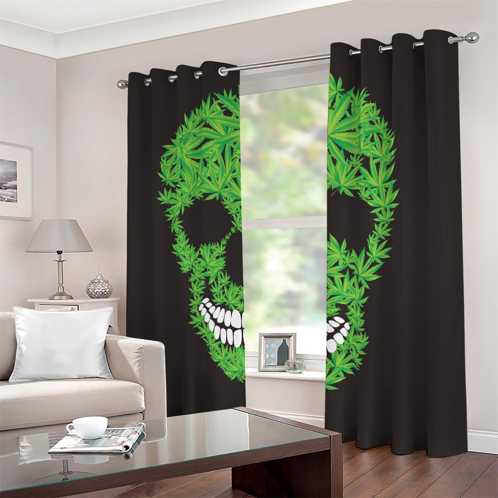 Cannabis Skull Print Blackout Grommet Curtains