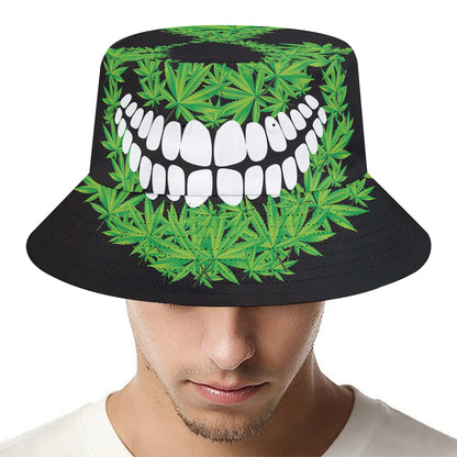 Cannabis Skull Print Bucket Hat