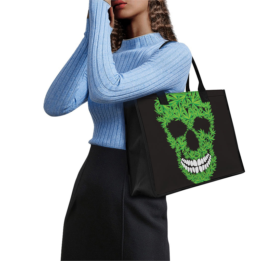 Cannabis Skull Print Canvas Tote Bag