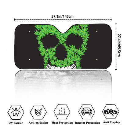 Cannabis Skull Print Car Windshield Sun Shade