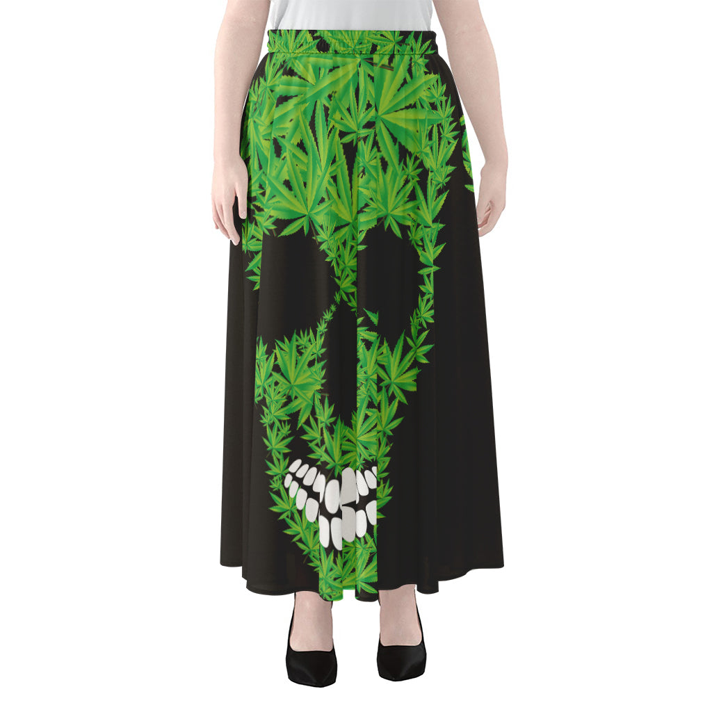 Cannabis Skull Print Chiffon Maxi Skirt