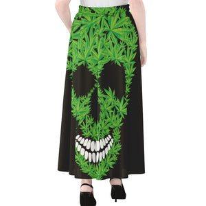 Cannabis Skull Print Chiffon Maxi Skirt