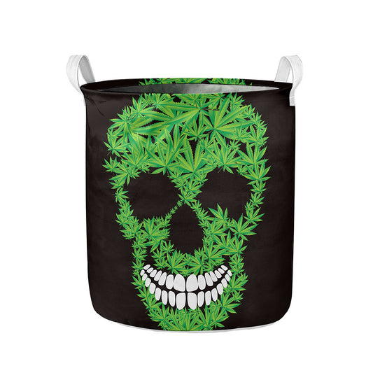 Cannabis Skull Print Collapsible Laundry Basket