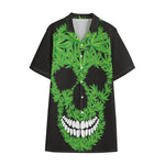 Cannabis Skull Print Cotton Hawaiian Shirt