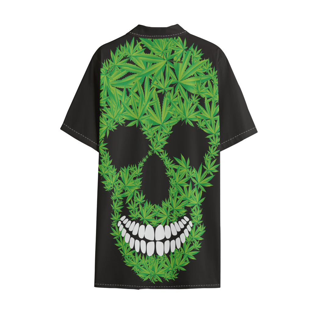 Cannabis Skull Print Cotton Hawaiian Shirt