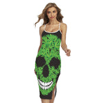 Cannabis Skull Print Cross Back Cami Dress