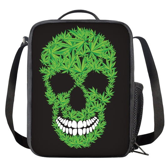 Cannabis Skull Print Crossbody Lunch Bag