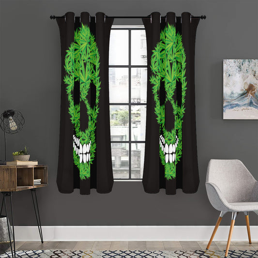 Cannabis Skull Print Curtain