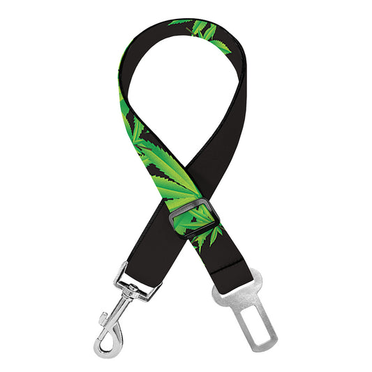 Cannabis Skull Print Dog Seat Belt