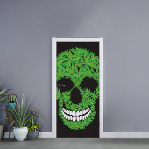 Cannabis Skull Print Door Sticker