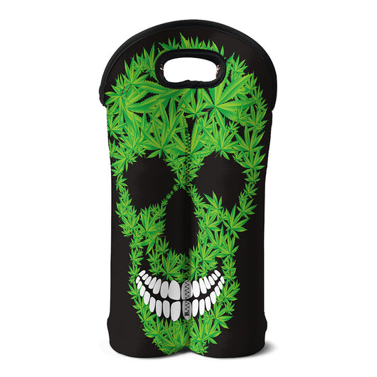 Cannabis Skull Print Double Neoprene Wine Tote