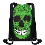 Cannabis Skull Print Drawstring Backpack